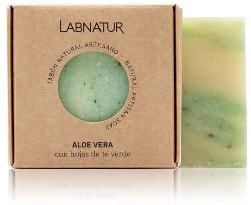 Labnatur Jabón Natural Aloe Vera Artesanal - Hidrata y Suaviza - Con Aceites de Oliva y Coco - Para Piel Seca y Deshidratada - Vegano y Sin Aceite de Palma - Fabricado en España - 100 g