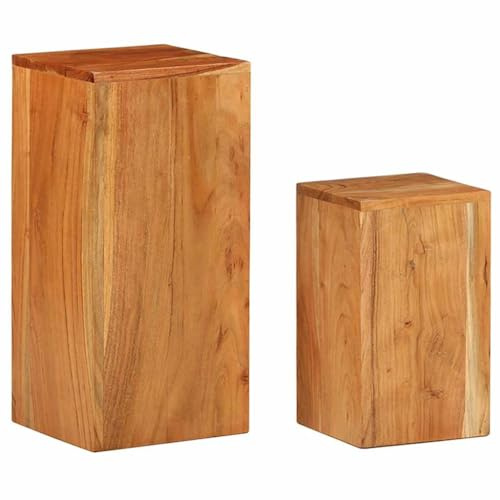 vidaXL Pflanzenständer 2 Stk., Blumenständer Holz für Wohnzimmer, Blumensäule Deko, Blumenhocker Dekosäule Beistelltisch, Massivholz Akazie