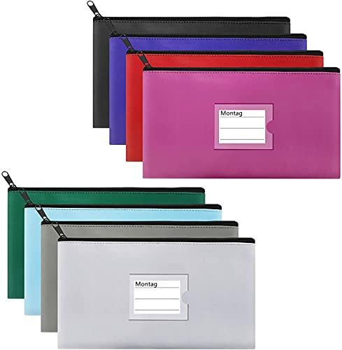 Alumuk Elegante Bankmappe Banktasche 8 Stück Geldbeutel Geldtasche Etui für Geldscheine PU mit Reißverschluss auch Stifteeui Kosmetiktasche Transporttasche 27 x 15cm (Bunt-c)