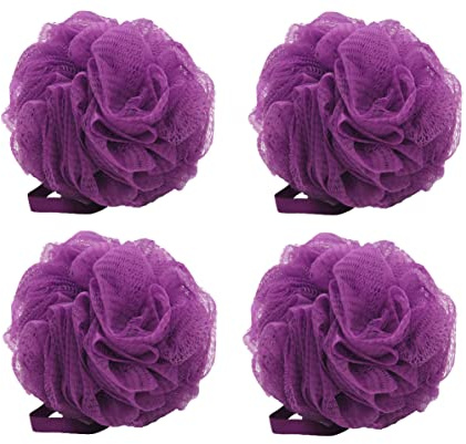 Aquasentials Mesh Pouf Bath Sponge (4 Pack) (Purple)
