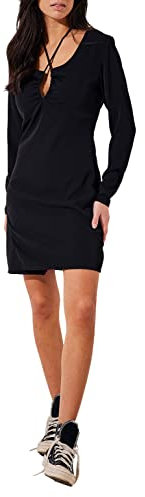 NA-KD Minivestido con Detalle de Ojo de Cerradura Vestido Informal, Negro, 38 para Mujer
