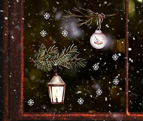 wolga-kreativ Fenster Fensterbilder Glasdekorfolie Motiv Fensterfolie FenstertattooWinter Weihnachten Advent Laterne Glaskugel Aufkleber Fenster wiederverwendbar Deko