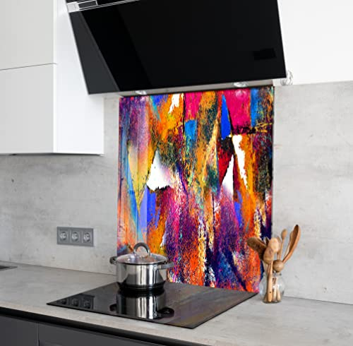 Myphotostation Spritzschutz aus gehärtetem Glas, Ölfarbe, 59,9 x 30,5 cm, abstrakte Farbe, Spritzschutz für Küche, Dekor, Badezimmer, Wandschutz, Herd, Spritzschutz
