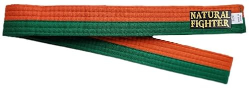 MMASPORT The Fight Evolution Karate Judo Aikido Taekwondo Belt für Kampfkunst aus Basic Baumwolle (Orange/Grün, 280)