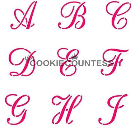 The Cookie Countess Alphabet Script 1 Letter Stencil Set