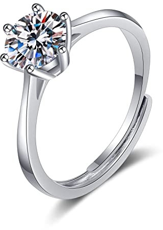 Aotiwe Eheringe für Frauen, Freundschaftsringe Beste Freundin Runde Form Weißgold mit 8mm Weiß Zirkonia 925 Silber Größe 56 (17.8)