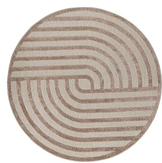 Wecon Home Spirit gewebter Outdoor-Teppich, 120 cm rund, Sand beige