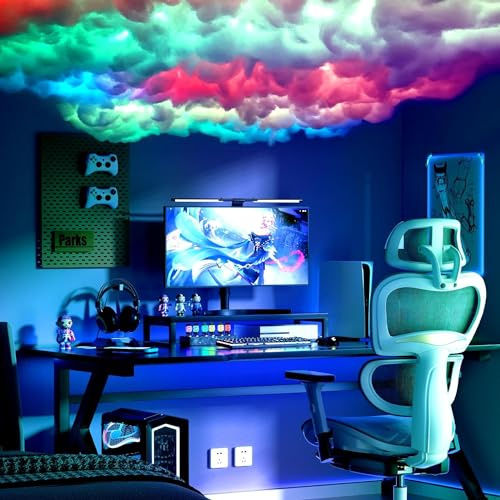 Glucrean Upgraded 3D Thundercloud LED Light, Music Sync Multicolor Changing Cloud Strip Light, Atmosphere DIY Creative Lamp for Bedroom Gaming Room Party (19.7 Ft)