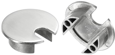 sourcing map 2Pcs Cable Hole Cover 1-3/8(35mm) Zinc Alloy Desk Cable Wire Cord Grommet Hole Cover for Office Computer Desk Wire Organizer, Brushed Silver