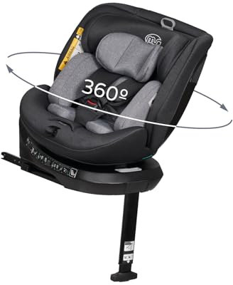 Ms Denver I-Size - Seggiolino da auto girevole a 360° con ISOFIX e gamba di appoggio, 40-150 cm (0~36 kg), circa 0-12 anni - Recolamento Isize R129 - Massima reclinazione