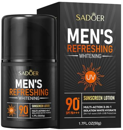 Men's Sun Cream Face Sun Cream SPF 90 Sunscreen Light Texture Protective Face Sun Cream Moisturizing Sun Protection Milk Sun Cream Face UVA/UVB Protection