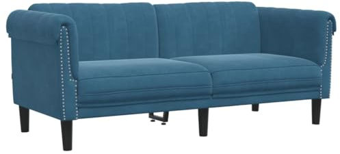 vidaXL Sofa, Polstersofa 2-Sitzer mit Stützbeinen, Zweisitzer Loungesofa Designsofa für Wohnzimmer, Couch Wohnzimmersofa, Blau Samt