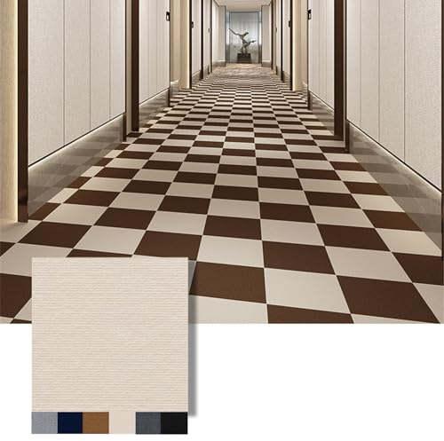Hiseng Teppichfliesen Selbstklebend 30x30cm, 10/20/30 Stück Teppichfliesen Selbstliegend Rutschfeste Strapazierfähig Teppich Bodenbelag für Wohnzimmer Schlafzimmer Büro (30 Stück,Khaki)