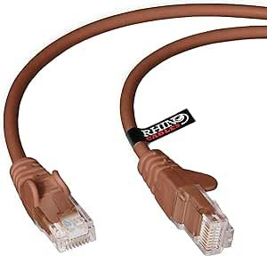 rhinocables CAT 5e High-Speed Ethernet Cable - Reliable LAN Network RJ45 Cable for Fast Internet & Data Transfer | Durable WiFi Broadband Cable for Gaming & Streaming, (50cm, Brown, Pack of 10)