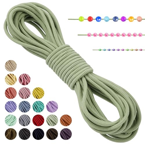 LEREATI Hilo Elastico para Pulseras, Cuerda Elástica 3mm x 5m Hilo Nylon Pulseras Goma Elastica para Pulseras, Collar, Joyería, Cintas el Pelo, Costura (Verde Menta)