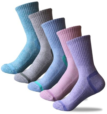 EULAPGOE 5 Pares Mujeres Senderismo Senderismo Calcetines Multi-Pack Invierno Recreación al Aire Libre Correr Wicking Cojín Crew Calcetines