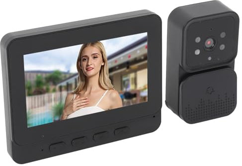 Videocitofono Wireless, Monitor da 4,3 Pollici con Videocamera HD 1080P, Videochiamata Remota, Visione Notturna a Infrarossi, Sblocco per di Sicurezza Domestica