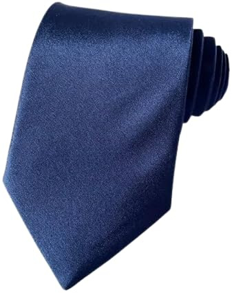 OUTLETISSIMO® Mörkblå slips elegant vardaglig unisex satinband 150 cm x 5 cm enfärgad, Blå, Taglia unica