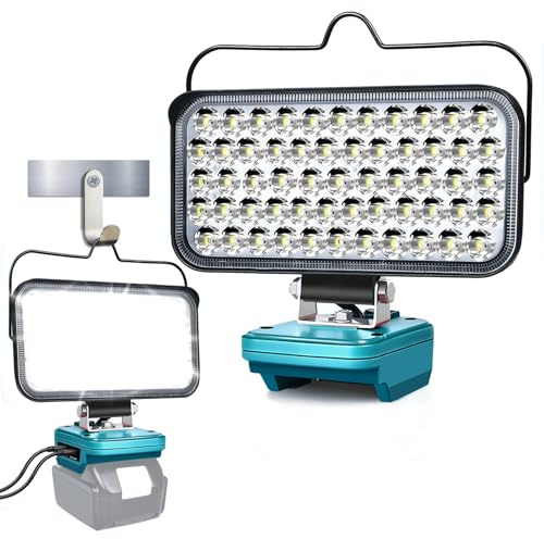 LED-batterilampa för Makita 18 V, 174 W 6 800 LM byggarbetsplat, trådlös arbet, med USB- och typ C-laddningsport och lågspänningsskydd, för trädgårdar, bakgårdar, garage (inget batteri)