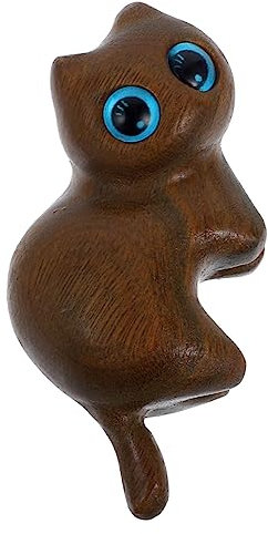 RORPOIR Holz Katze Statue Kreative Holzfigur Für Katzenliebhaber Niedliches Wohnaccessoire Zur Geburt Geburtstag Handgeschnitzte Dekoration Aus Grünem Sandelholz