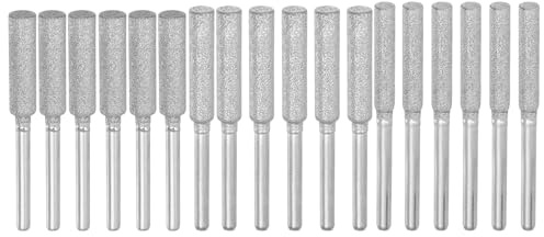 PATIKIL 18 Pcs Diamond Chainsaw Sharpener 3 Sizes High Hardness Sharpening Stone Polishing Chainsaw Sharpening Kit Grinding File Tool, Silver(5/32, 3/16, 7/32)