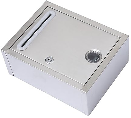 Yardenfun Kleiner Edelstahl Briefkasten Vorschlagskasten Beschwerdebox Wandmontage 4-Loch Design Sicher Für Unternehmen