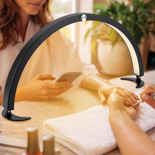 GAOUSD Halbmond-Lampe, 40 W, Nagellampe, Tischlampe, Wimpernverlängerung, faltbar, LED-Lampe, Mond, mit Fernbedienung, 3200 – 5600 K, für Maniküre-Geschäfte, Schönheitssalons (schwarz)
