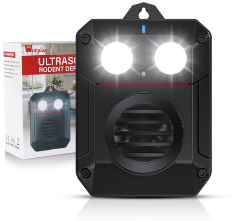 Katzenschreck 1 Stück, Mäuse Vertreiben Ausgestattet mit LED-Leuchten, Lärmreduzierung Marderschreck und Ruhe Mäuseabwehr Ultraschall Geeignet für Garten Bauernhof und Automobil