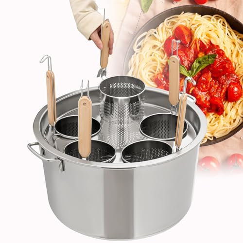 Genérico Olla para Sopa Multifuncional con colador, Herramienta para cocinar Pasta con cestas coladoras de inserción, Juego de Insertos para cocinar Pasta, colador Multifuncional, hervidor de Fideos,