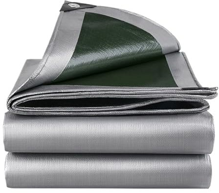 ANQKYO Tarp Wasserdicht Plane, wasserdicht, grün, silberfarben, Regenschutz, Blockplane, Markise, Überdachung, Markise, Sommer, Hinterhof, Garten(3x3.0m)