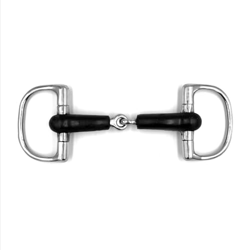 ES0107 D-Ring Trense Einfach Gebrochen mit Gummi Edelstahl 22mm, 13.5 cm | Equine Smile D-Trense Gummigebiss Quetschschutz Gebiss Pferd Pony Maulschonend Reitsport Wassertrense Trensengebiss Dick