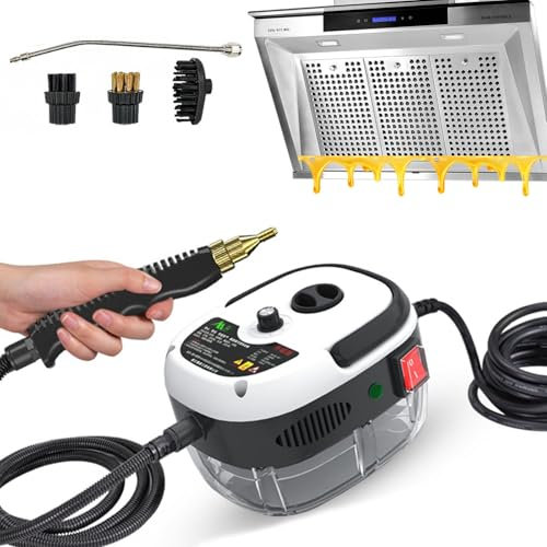 Qosigote Steam Cleaners, 2500w Portable Steam Cleaner Handheld 6 Speeds For Home Kitchen Use, High Pressure Steamer Cleaner For Cleaning Upholstery, Bathroom, Grout And Tile, Car Detailing (White)