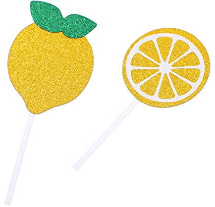 ABOOFAN 24pcs Lemon Cupcake Toppers Vibrant Yellow Birthday Party Decorations Pre-assembled Cake Inserts for Lemon-themed Celebrations for Weddings and Events
