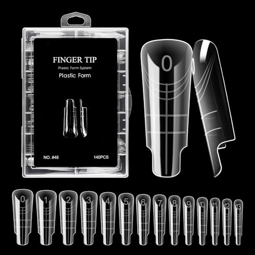BNG 140 Stück doppelte Nagelformen für Gel-Nagelverlängerung Gelnail Builder, professionelle Polymer-Gel-Nagelverlängerungsform Vollabdeckung Acryl-Nagelformen Schnelles Aufbauen, TP-TI17Q