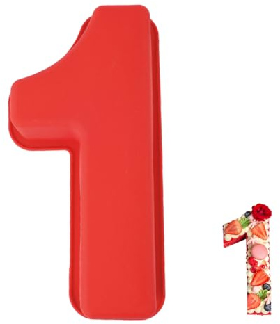 Vicloon Stampi Numeri Grandi, Stampo Torta Numero 1, Antiaderenti e Rilascio Rapido Tortiera Silicone, Stampi con Forme Particolari per DIY Torta, Matrimonio, Compleanno, Anniversario, 5,12x10,24 Zoll