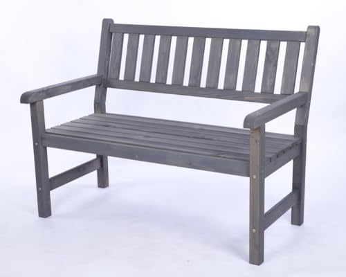 PROREGAL Gartenbank Grana | HxBxT 90x117x70cm | Inkl. Cordura-Abdeckung | Grau | Parkbank Gartenmöbel Sitzbank Bank Friesenbank