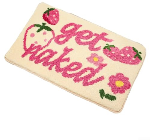 Tappetino da bagno rosa con fiocco di fragola, tappetino da bagno antiscivolo in microfibra assorbente con fondo antiscivolo, tappetino da bagno in poliestere per vasca da bagno, cucina, camera da