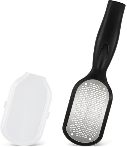 Foot File Callus Remover with Dead Skin Catcher, Pedicure Tool for Cracked Heel, Foot Files for Hard Skin, Foot Scrubber, Heel Scraper, Wet & Dry Use Feet Rasp (Black)