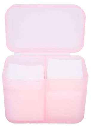 Contenitore per dischetti di cotone, rosa opaco, 2 scomparti, dispenser per cotton fioc, organizer in plastica, per trucco, spugna, cosmetici, toletta, bagno