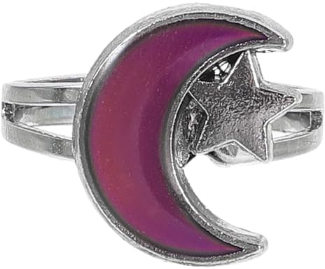 BESPORTBLE Verstellbarer Stimmungsring Damen aus Metall mit Stern und Mond Design Modisch und Sicher für Längeres Tragen für Teenager und Freundinnen