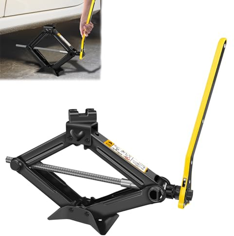 Gato de tijera para coche o furgoneta 2T de 11 a 39 cm con llave de carraca, gato universal para coche, elevador de trinquete, herramienta de reparación de neumáticos
