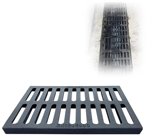 MMXYNXYD Grille Caniveau en Fonte Ductile, Caniveau Exterieur Robuste de Classe B, Grille Métallique Antirouille pour Cour, Terrasse, Garage, Canal en Béton(50x50cm/20x20 in)