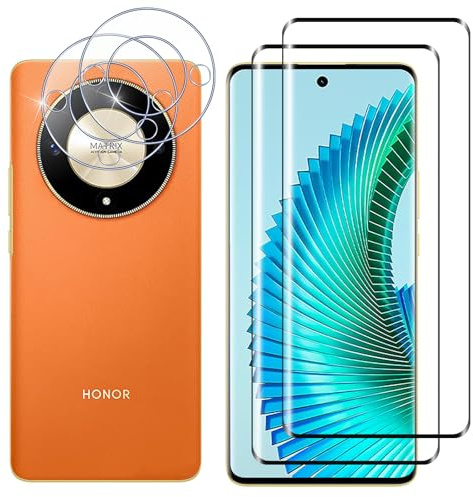 Kokio 2 Piezas Protector de Pantalla para Honor Magic 6 lite 5G, con 2 Piezas Protector de Lente de Cámara, Ultra HD Cristal Templado, Dureza 9H, Anti Arañazos, Sin Burbujas