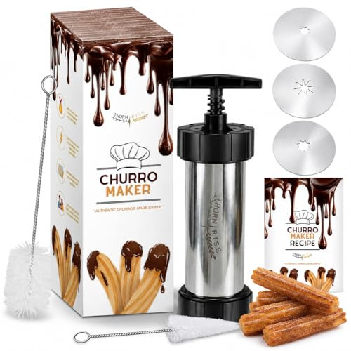 THORNRISE Churros Maker Maschine – 304 Edelstahl, Große Kapazität, Leicht zu Reinigen & Langlebig – Ideal für Familien, Hobbybäcker & Profis – Perfekte Churros Presse