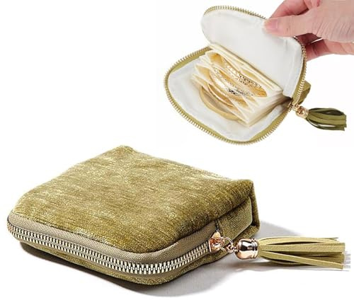 Cossaot Amarillo Jewelry Pouch, 6 Capa Joyeros Mujer Organizador Pequeño | Terciopelo Suave con 6 Capas, Cremallera Segura y Diseño Portátil, Organiza Anillos, Pulseras, Pendientes y Collares