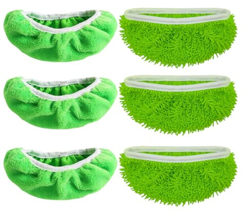 6 Pezzi Panni Riutilizzabili per Swiffer Sweeper Mop, Cuffietta Microfibra, Panni Cuscinetti per Mocio in Microfibra di Ricambio, Straccio Lavapavimenti per Pavimenti Asciutti Bagnati, Due modelli