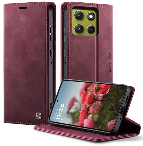 owlhold Coque pour téléphone portable Motorola Moto G86 Power coque rabattable Premium PU cuir, housse de protection RFID, support pliable, étui en cuir avec porte-cartes et fonction support Motorola