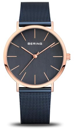 Bering Damen Quarz Uhr | Armbanduhr 36 mm Edelstahlgehäuse und Zifferblatt | Milanaisearmband | Saphierglas | 3 ATM | 13436