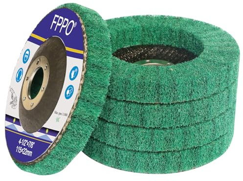 FPPO 5 ruedas de pulido de disco de fibra de nailon de 4.5 x 7/8 pulgadas, rueda de pulido de almohadilla de estropajo para amoladora angular, herramientas de pulido, discos abrasivos para amoladoras