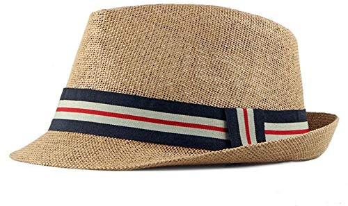 CHENNUO Panamahüte Fedora Hut Trilby Strohhut Herren & Damen Sommerhut Beach Hut Sonnenhut (Khaki)